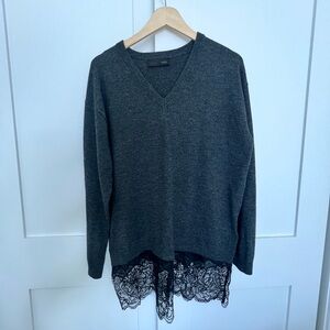 Zara Gray Sweater with Lace Hem
